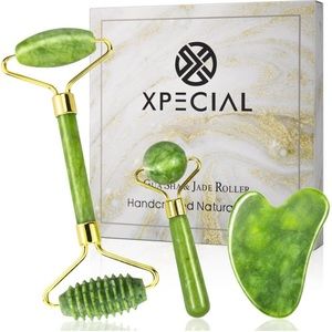 Set of 3 Gua Sha & Jade Roller Facial Massager